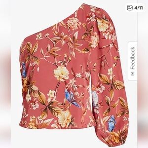 Express Floral One-Shoulder Blouse in Pink and Yellow